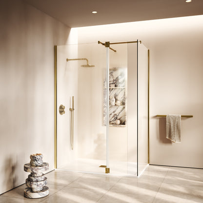 Modular Polished Brass Glass Deflector Panel 300mm