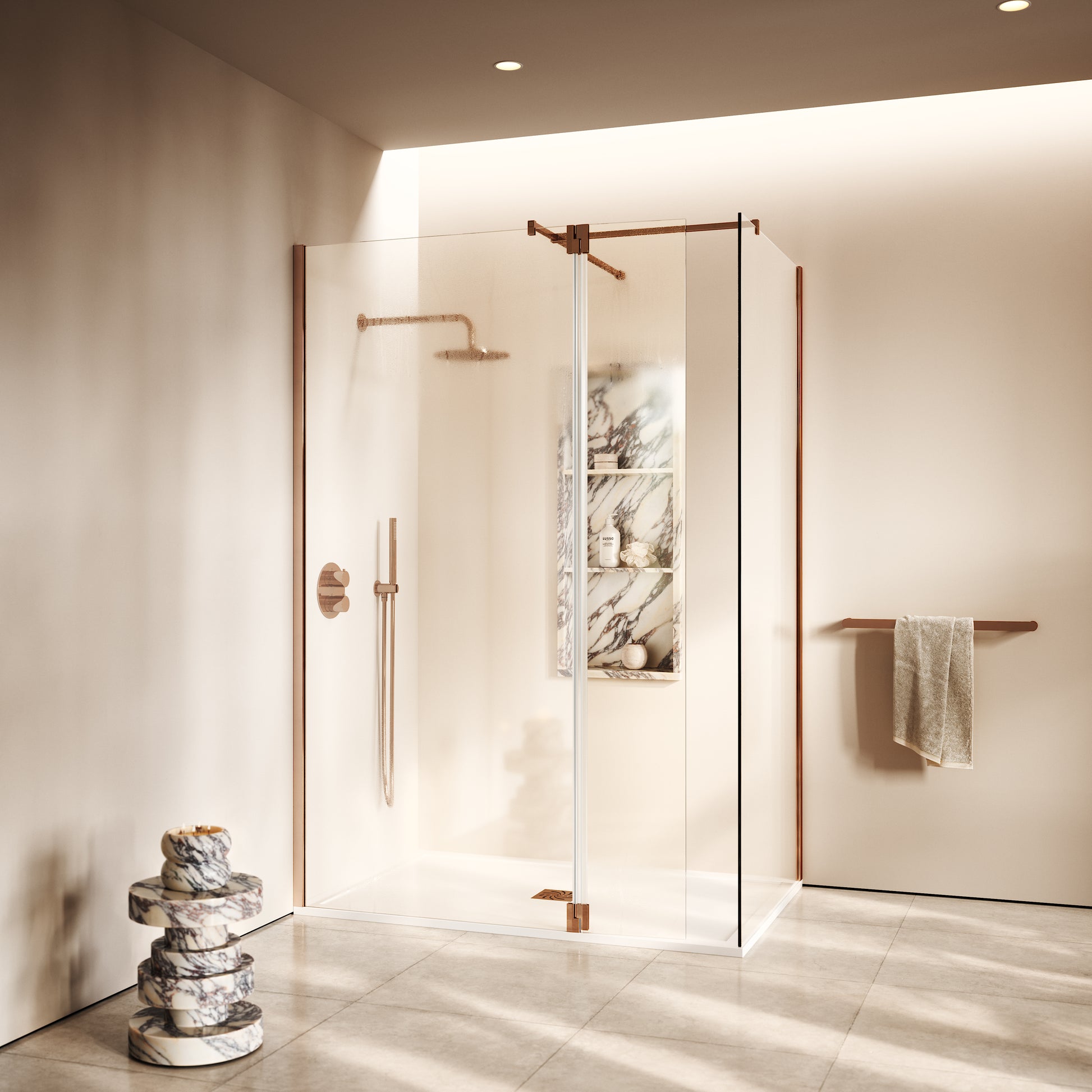 Modular Rose Gold Glass Deflector Panel 300mm