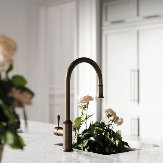 Norton Single Hole Traditional Pull Out Kitchen Tap Brushed Bronze