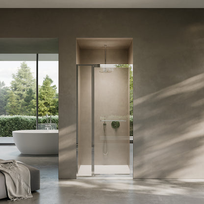 Nouveau Chrome Hinged Shower Door & Screen (All Sizes)