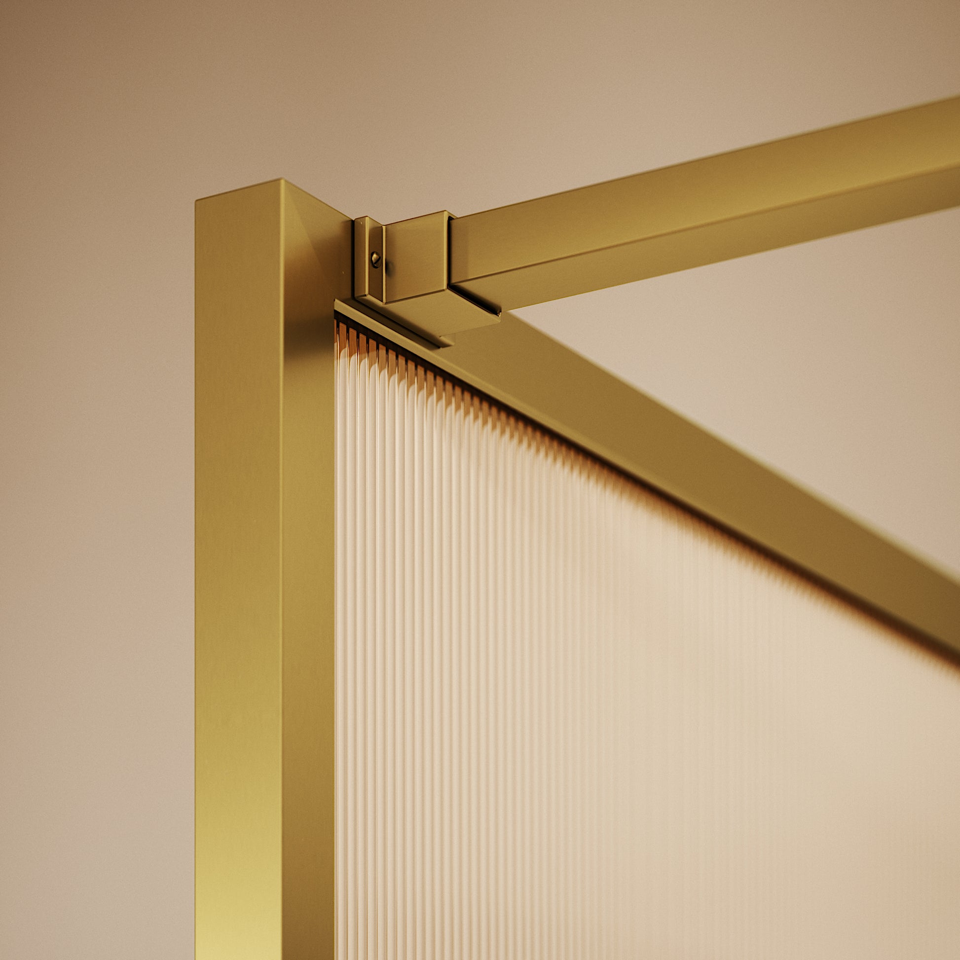 Opulence Fluted Glass Complete Walk In Shower Enclosure Brushed Gold - Kit A