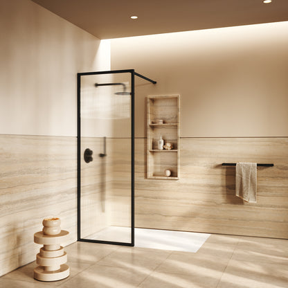 Opulence Matte Black Complete Walk In Shower Enclosure - KIT A - All Sizes