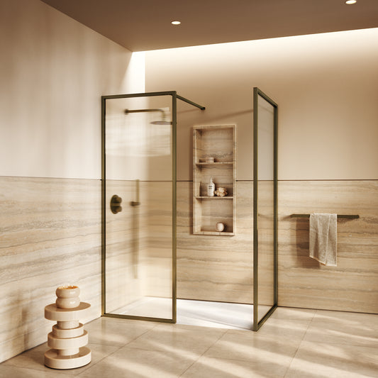 Opulence Complete Walk In Shower Enclosure Aged Bronze - KIT B