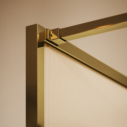 Opulence Fluted Glass Complete Walk In Shower Enclosure Polished Brass - Kit B