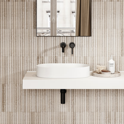 Ovalini White Countertop Stone Basin 600mm