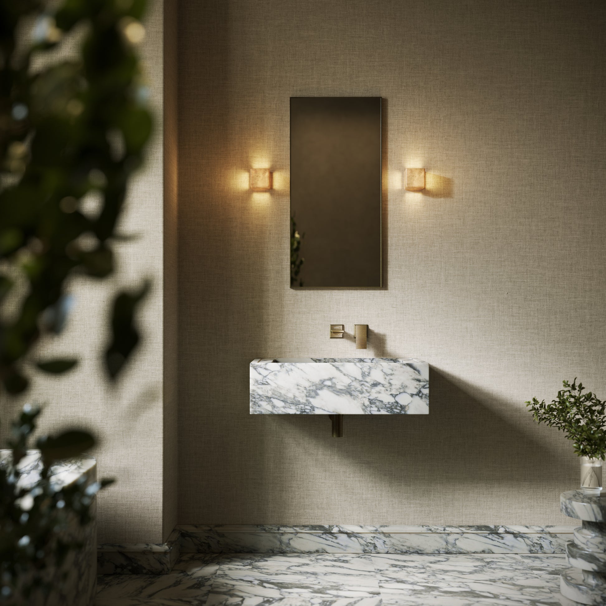 Patino Arabescato Marble Wall Hung Basin 700mm