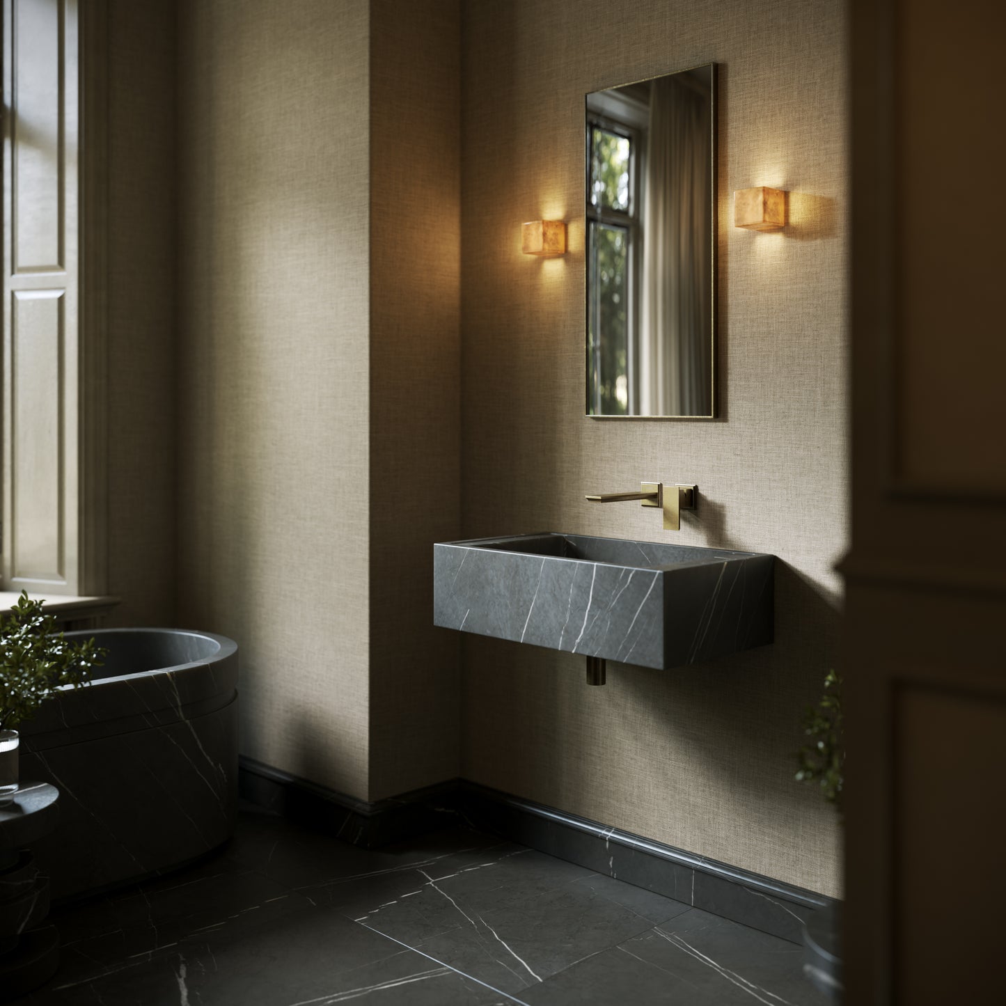 Patino Pietra Grey Marble Wall Hung Basin 700mm