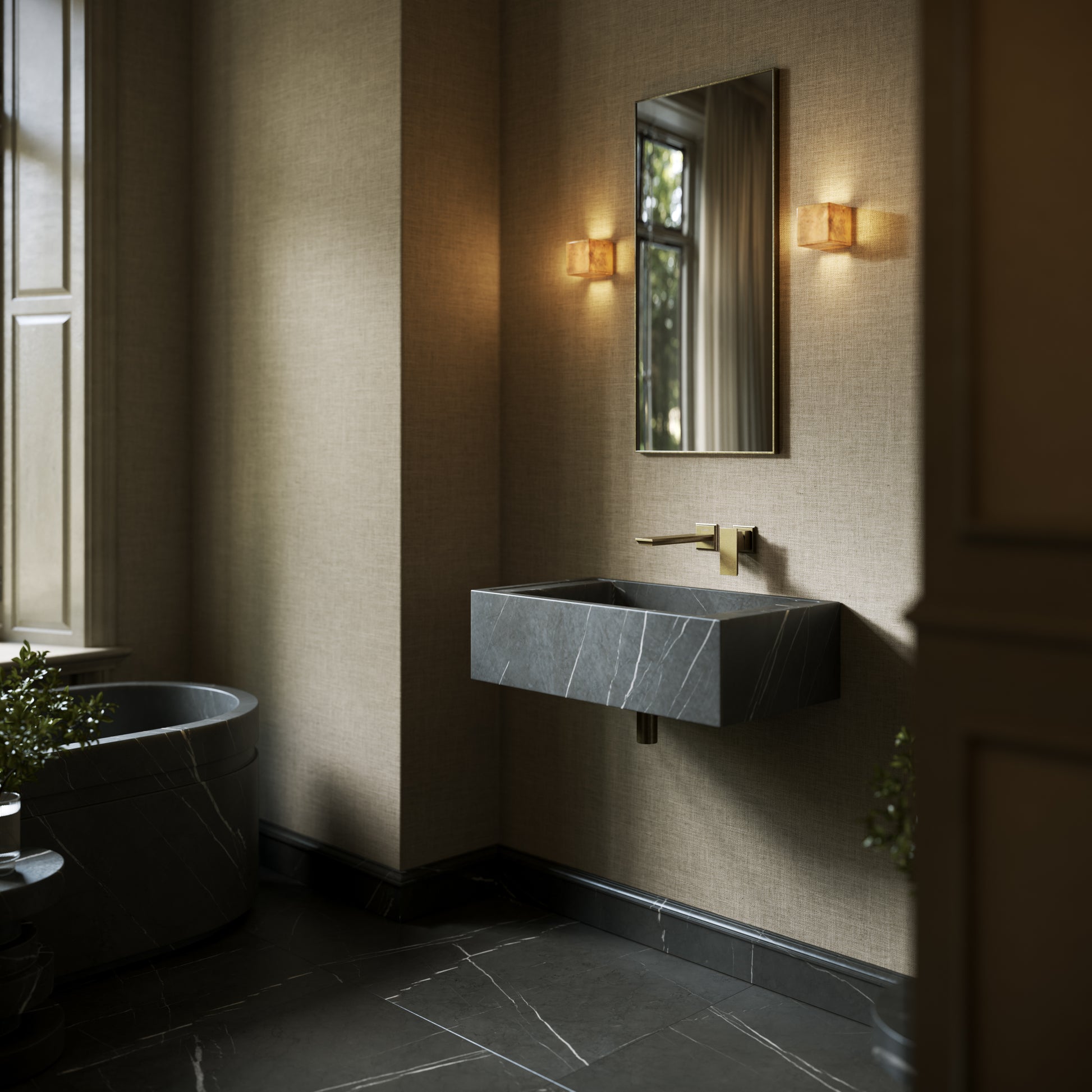 Patino Pietra Grey Marble Wall Hung Basin 700mm