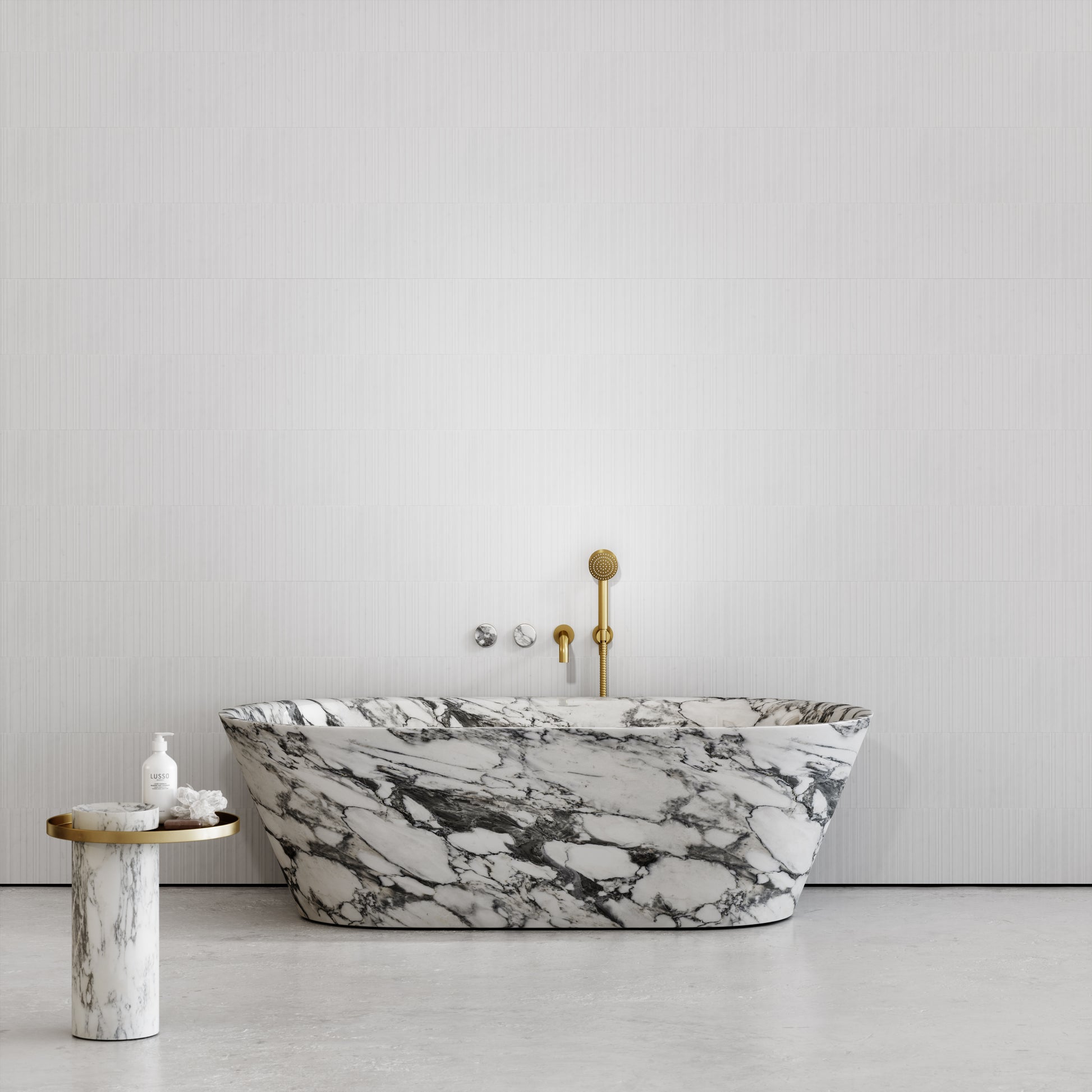 Porto Wall Mounted Bath Filler (Brushed Gold & Arabescato Marble)
