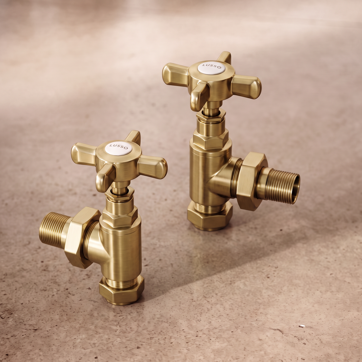Mulberry Brushed Gold Angled Radiator Valves (Pair)