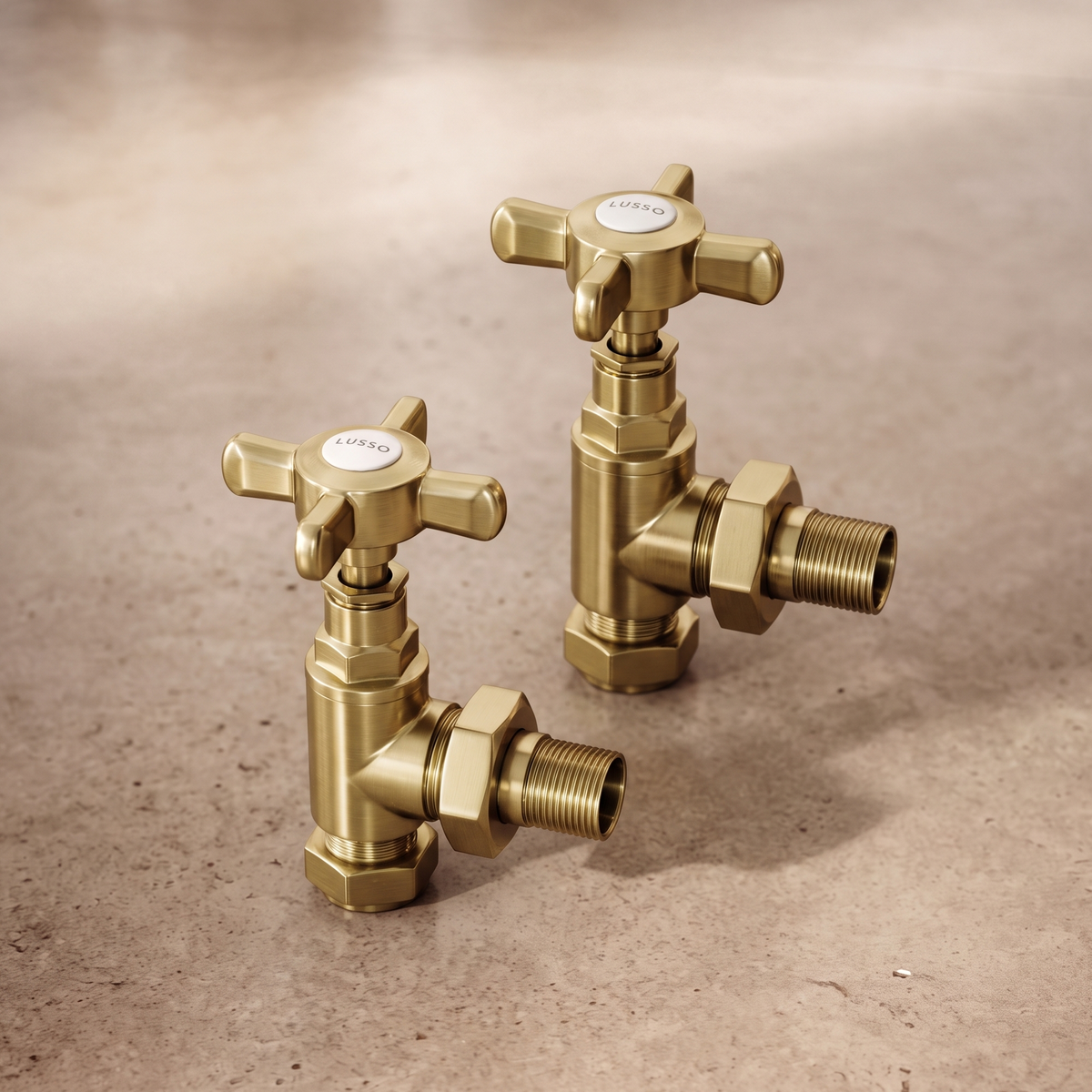 Mulberry Brushed Gold Angled Radiator Valves (Pair)