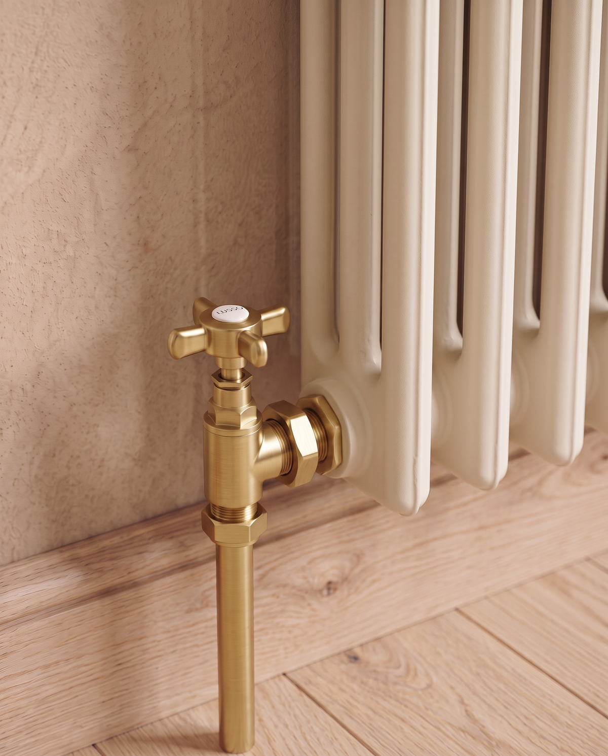 Mulberry Brushed Gold Angled Radiator Valves (Pair)