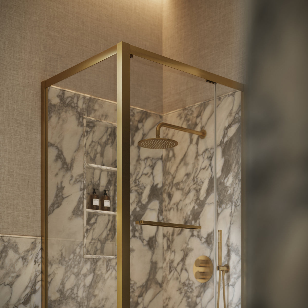 Reve Sidesway Brushed Gold Shower Enclosure 1000 x 800mm