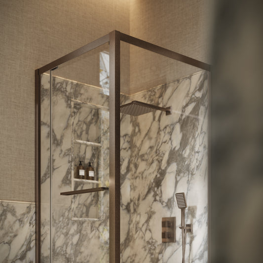 Reve Sidesway Aged Bronze Shower Screen 900mm