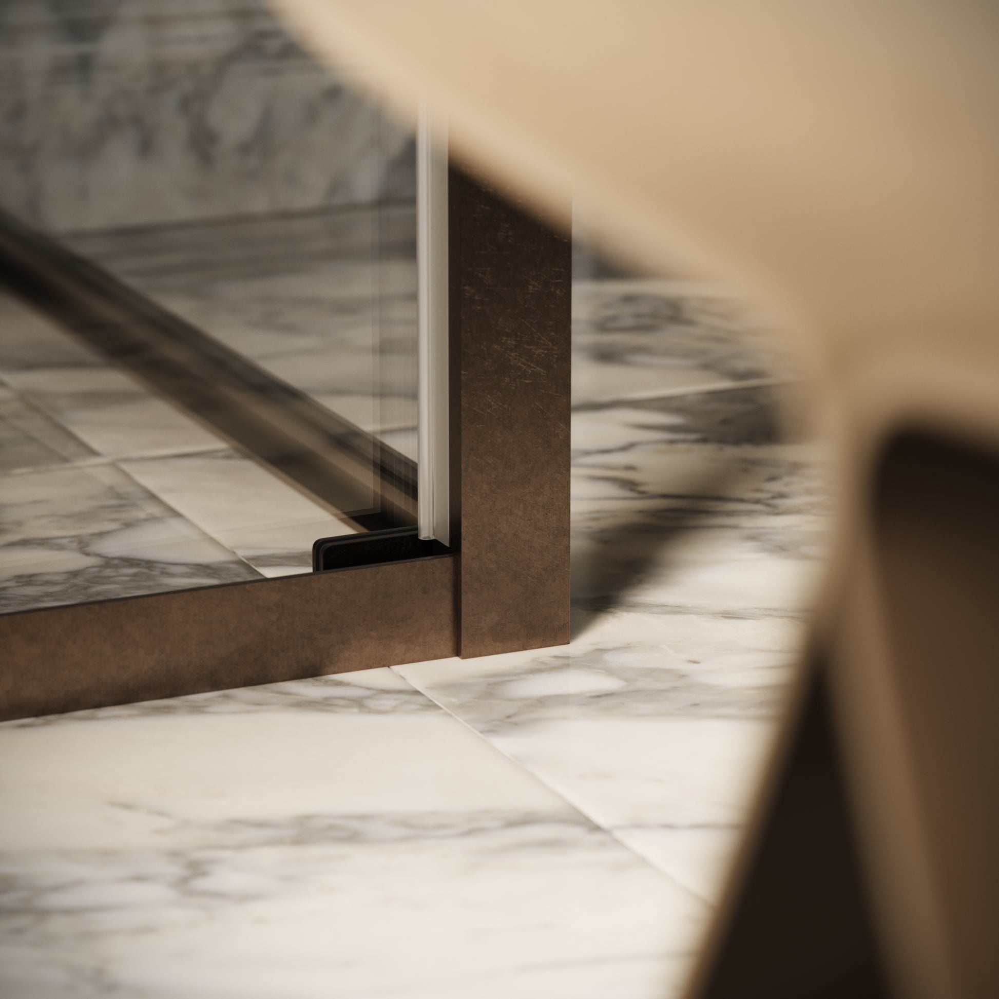 Reve Sidesway Aged Bronze Shower Screen 900mm