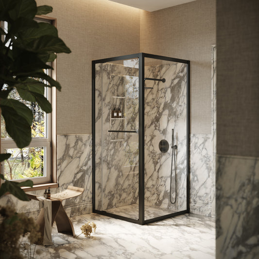 Reve Sidesway Matte Black Shower Enclosure 900mm
