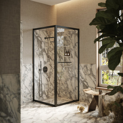 Reve Sidesway Matte Black Shower Enclosure 900mm