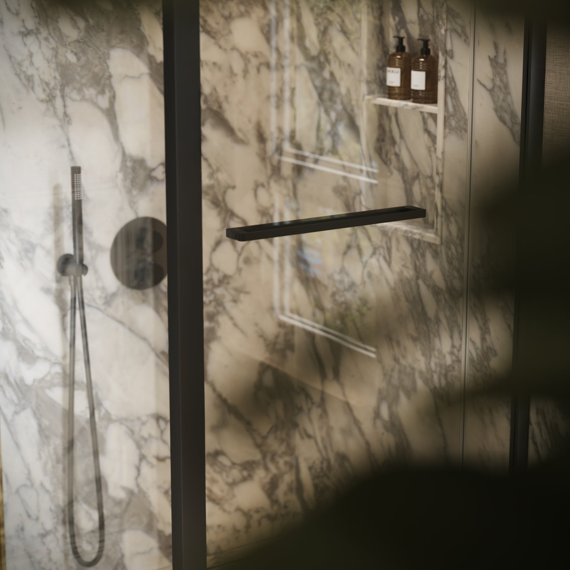 Reve Sidesway Matte Black Shower Enclosure 900mm