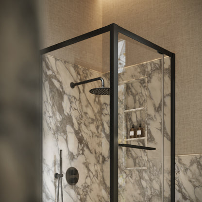 Reve Sidesway Matte Black Shower Enclosure 900mm