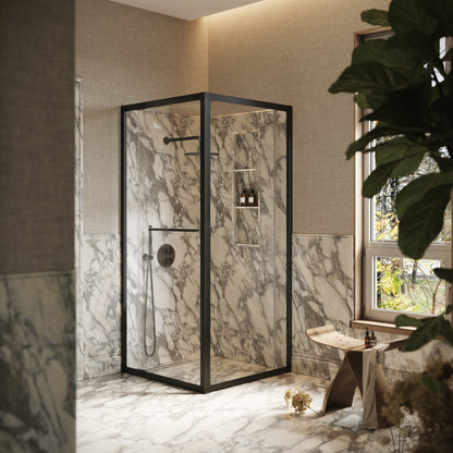 Reve Sidesway Matte Black Shower Enclosure 900mm
