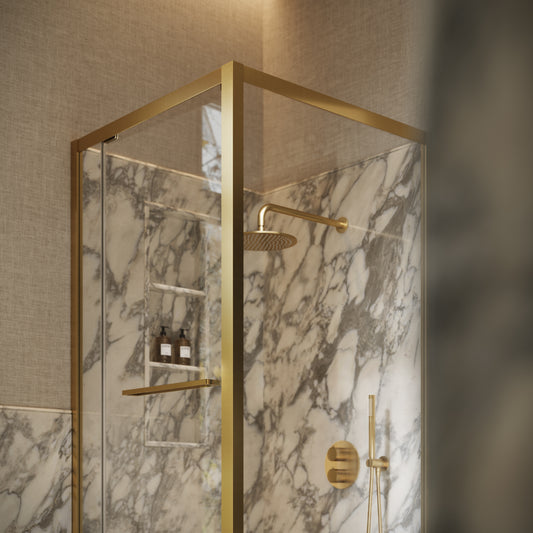 Reve Sidesway Brushed Gold Shower Enclosure 900mm