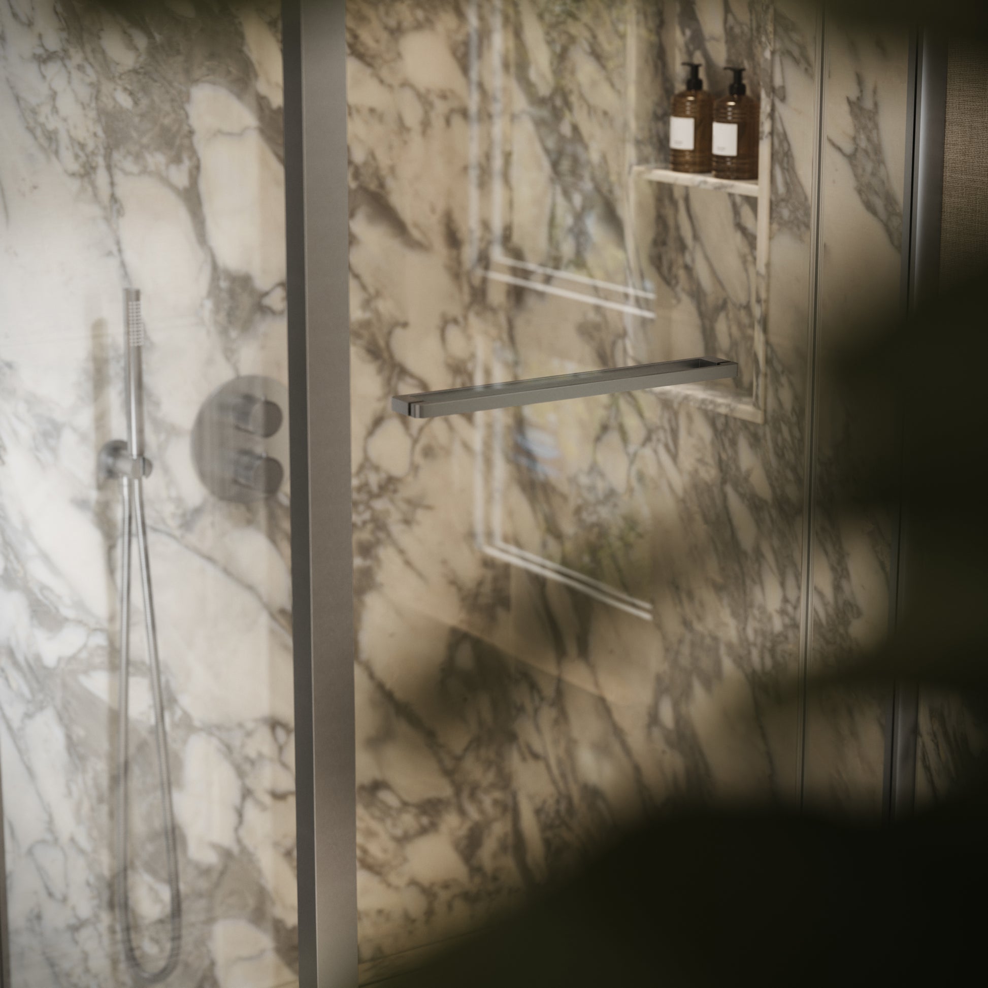 Reve Sidesway Brushed Stainless Shower Enclosure 900mm