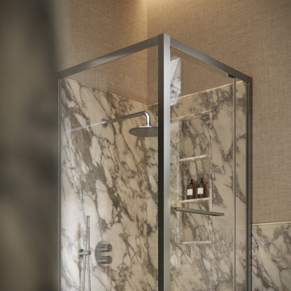 Reve Sidesway Brushed Stainless Shower Enclosure 900mm