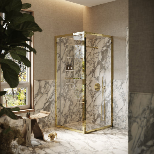 Reve Sidesway Polished Brass Shower Enclosure 900mm