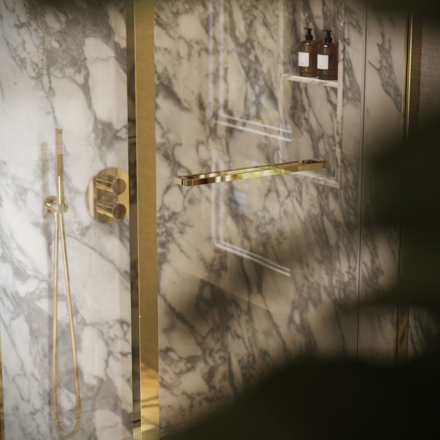 Reve Sidesway Polished Brass Shower Enclosure 900mm