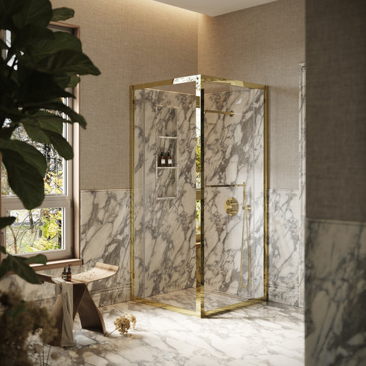 Reve Sidesway Polished Brass Shower Enclosure 900mm
