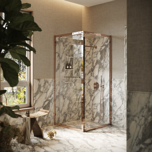 Reve Sidesway Rose Gold Shower Enclosure 900mm