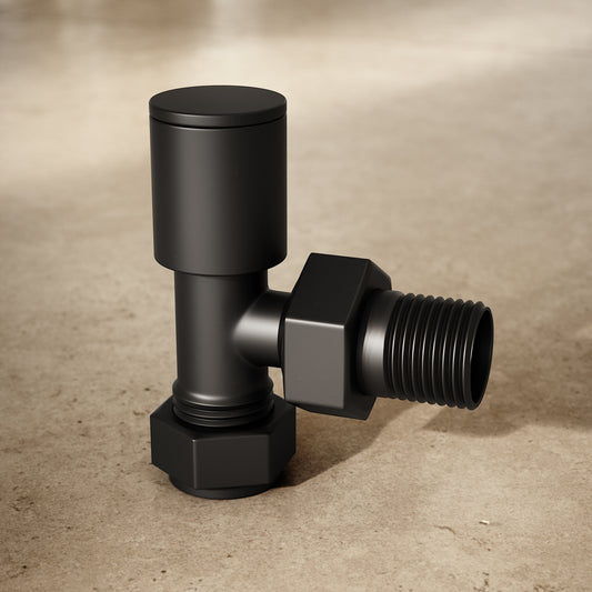 Matte Black Round Angled Radiator Valves