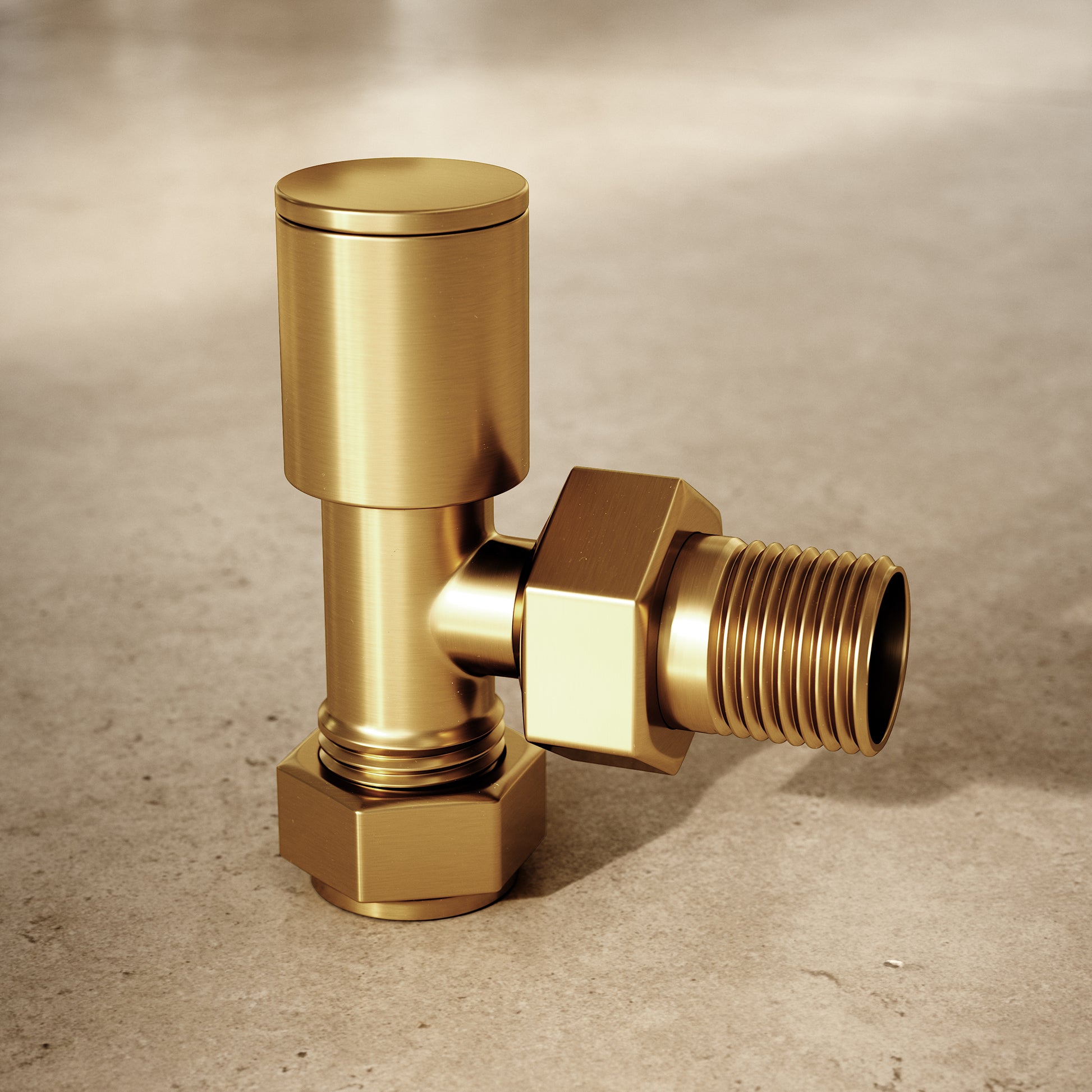 Brushed Gold Round Angled Radiator Valves
