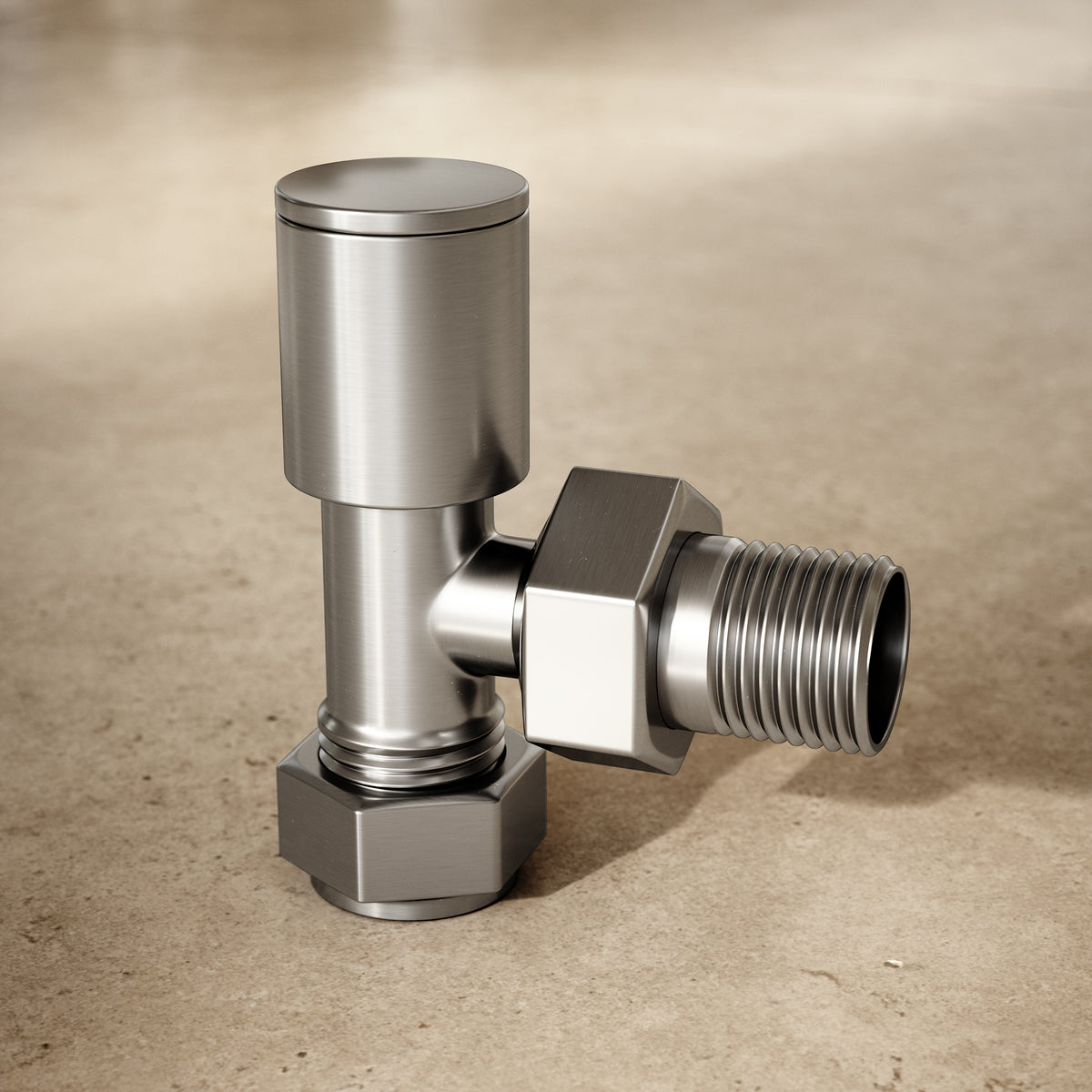Brushed Stainless Round Angled Radiator Valves - LUSSO