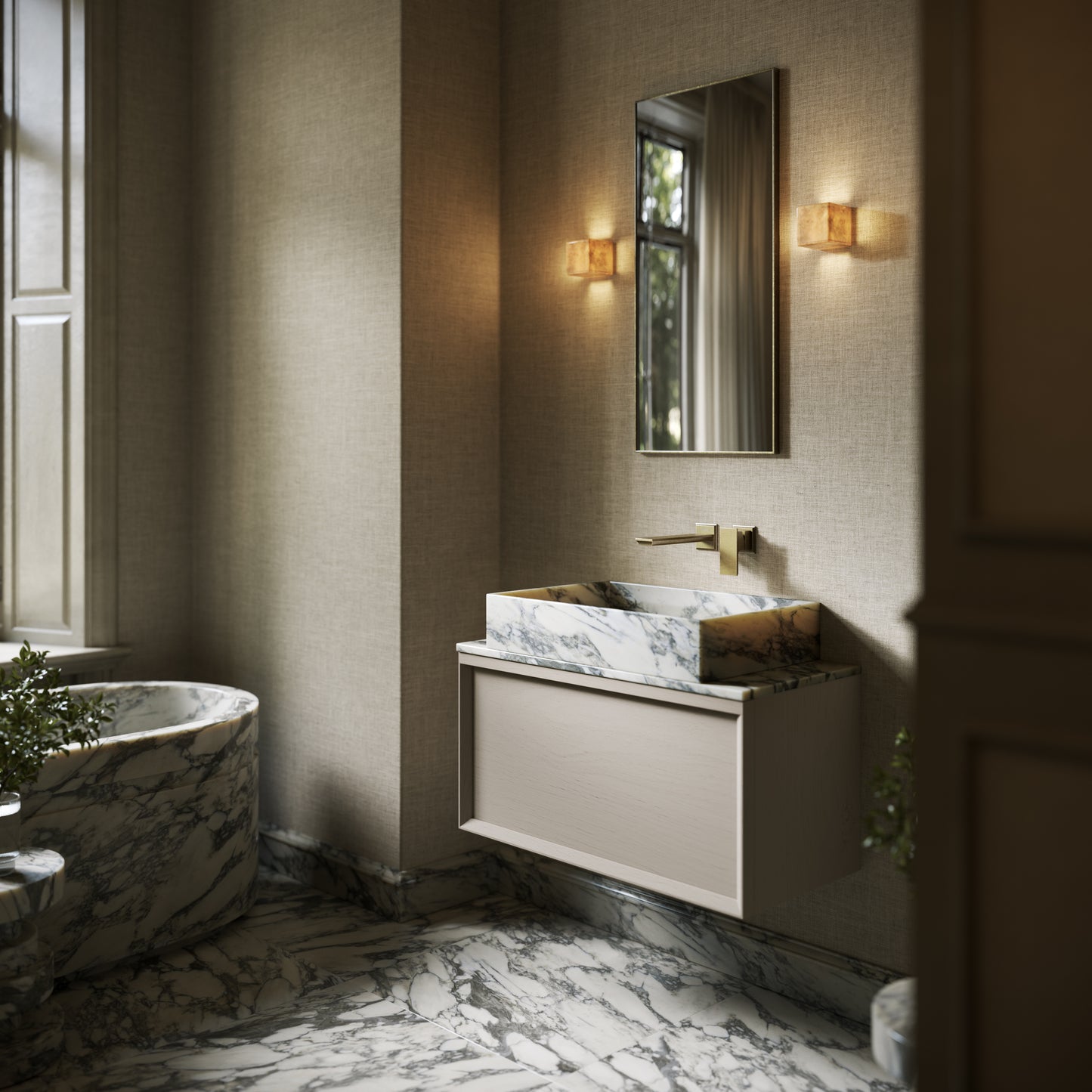Sasso Arabescato Marble Countertop Basin 600mm