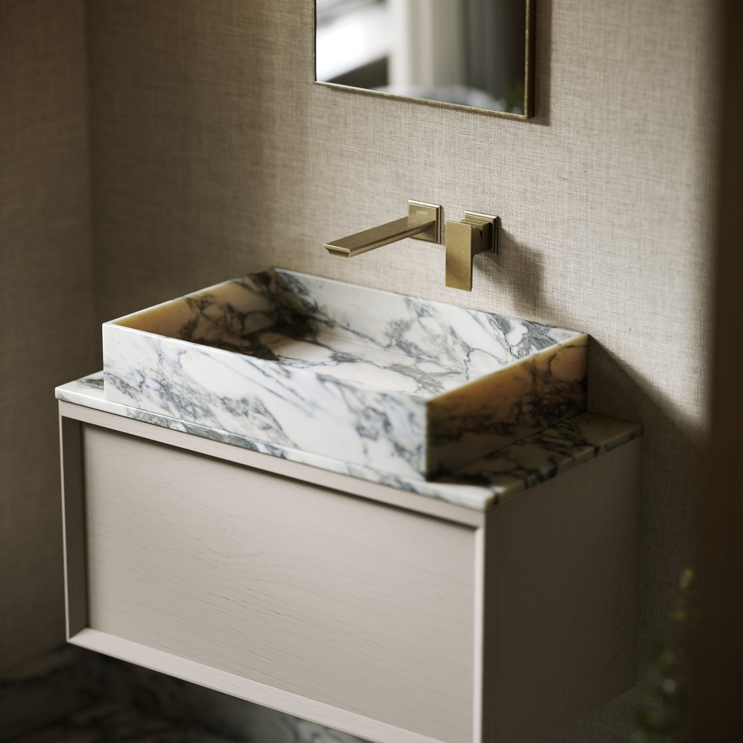 Sasso Arabescato Marble Countertop Basin 600mm