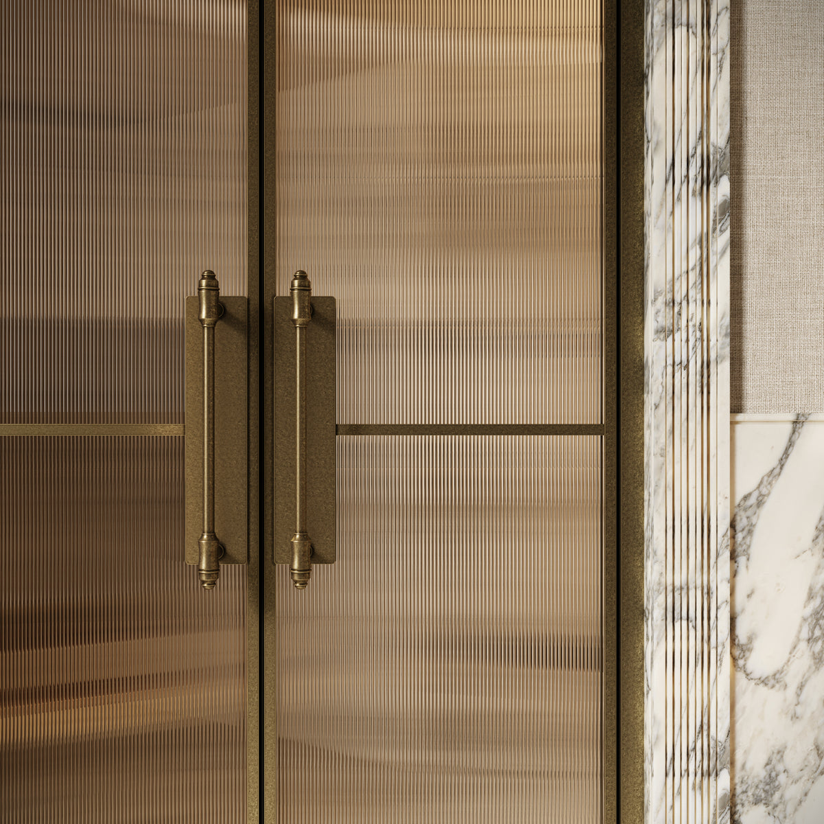 Scanalato Aged Bronze Double Fluted Shower Door - All Sizes