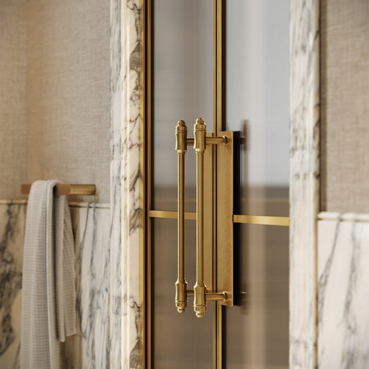 Scanalato Brushed Gold Double Fluted Shower Door - All Sizes