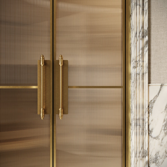 Scanalato Brushed Gold Double Fluted Shower Door - All Sizes
