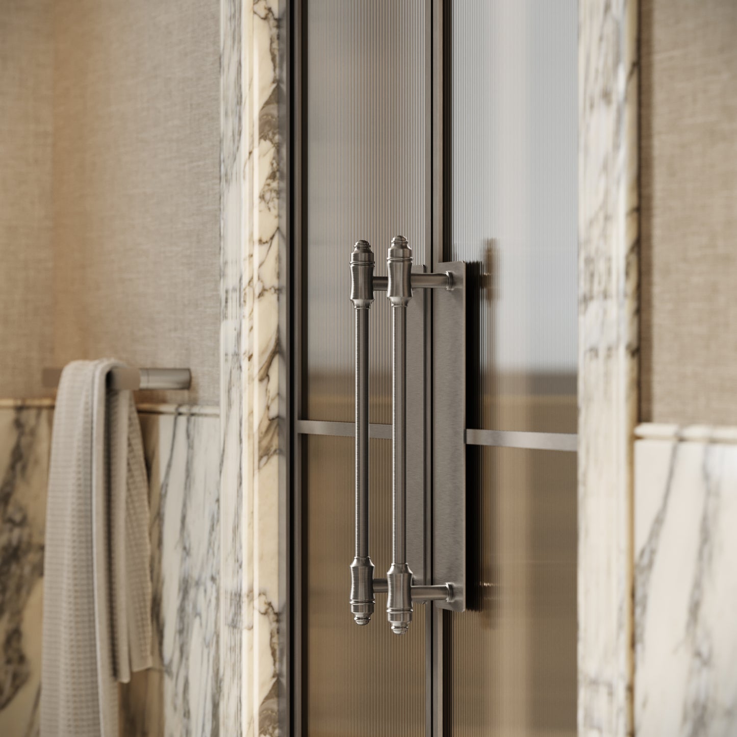 Scanalato Brushed Stainless Double Fluted Shower Door - All Sizes