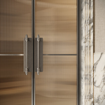 Scanalato Brushed Stainless Double Fluted Shower Door - All Sizes
