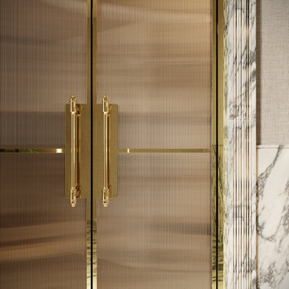 Scanalato Polished Brass Double Fluted Shower Door - All Sizes