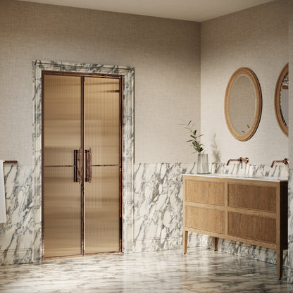 Scanalato Rose Gold Double Fluted Shower Door - All Sizes