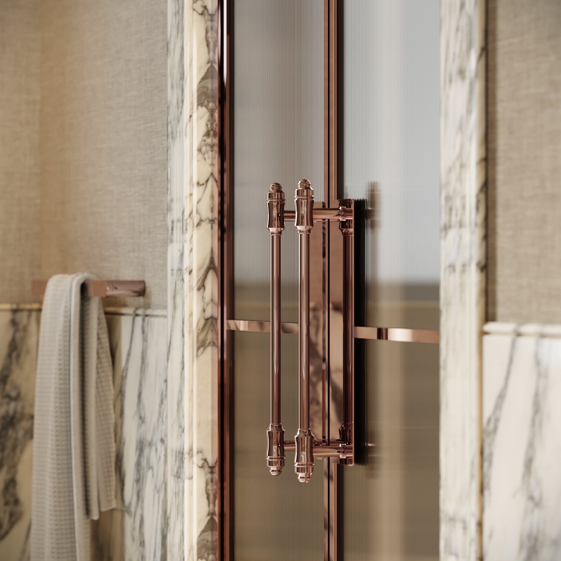 Scanalato Rose Gold Double Fluted Shower Door - All Sizes