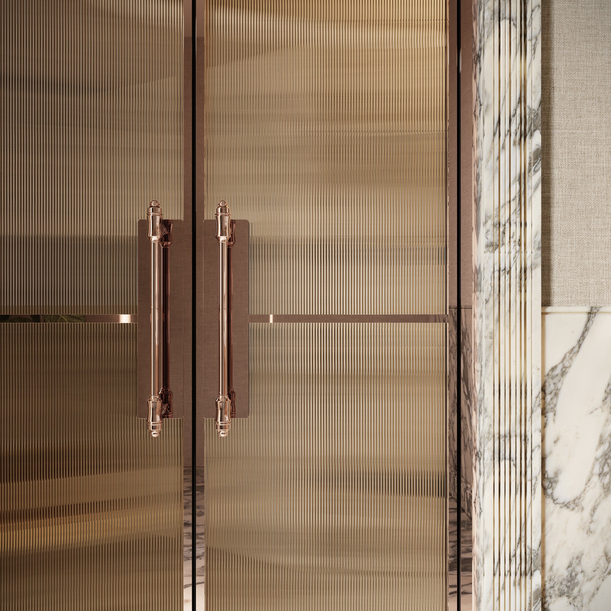 Scanalato Rose Gold Double Fluted Shower Door - All Sizes