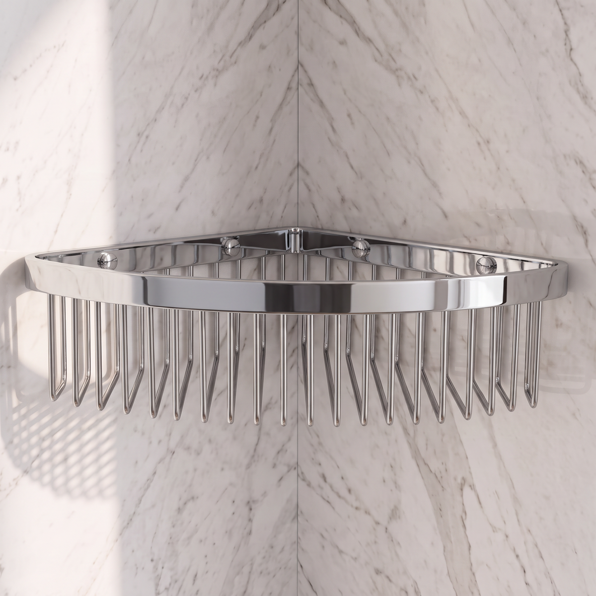 Luxe Chrome Corner Shower Storage Basket