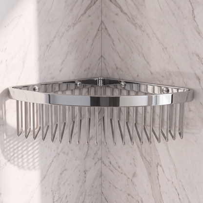 Luxe Chrome Corner Shower Storage Basket