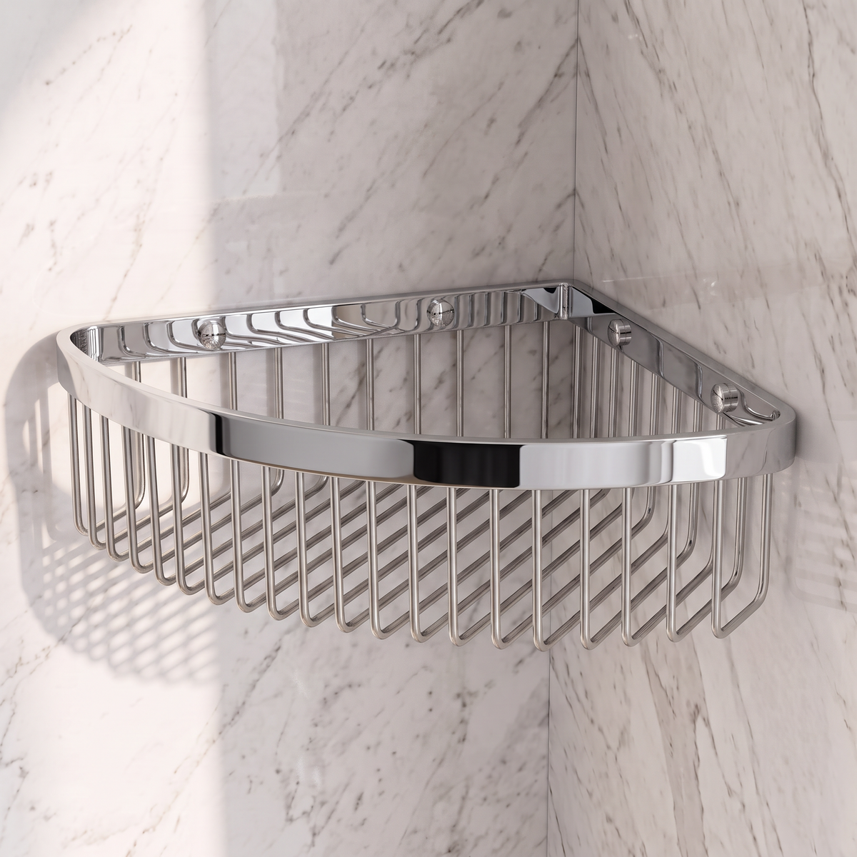 Luxe Chrome Corner Shower Storage Basket