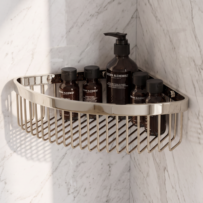 Eton Polished Nickel Corner Shower Storage Basket