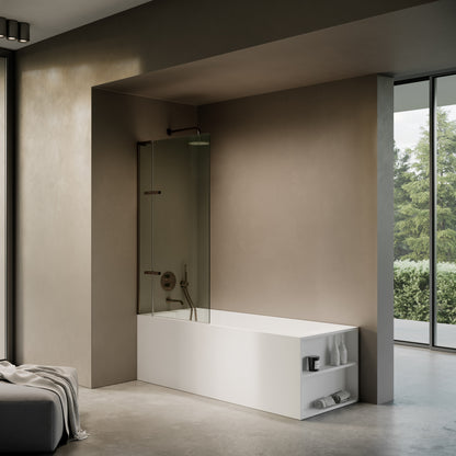 Doccia Deep Bronze Frameless Folding Bath Shower Screen 900mm